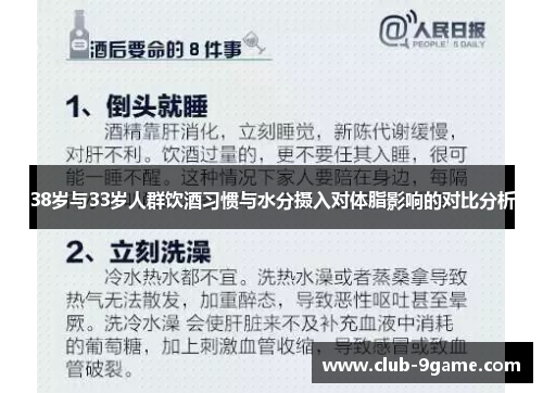38岁与33岁人群饮酒习惯与水分摄入对体脂影响的对比分析 38岁与33岁人群饮酒习惯与水分摄入对体脂影响的对比分析