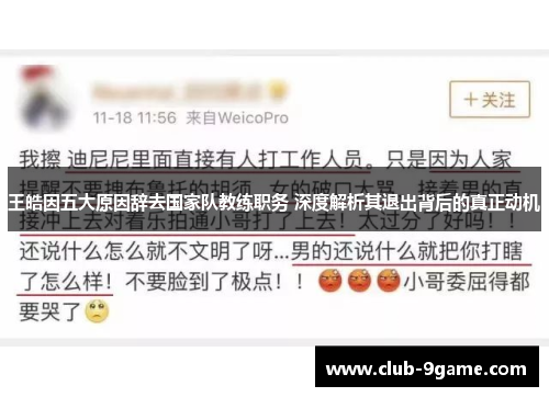王皓因五大原因辞去国家队教练职务 深度解析其退出背后的真正动机 王皓因五大原因辞去国家队教练职务 深度解析其退出背后的真正动机